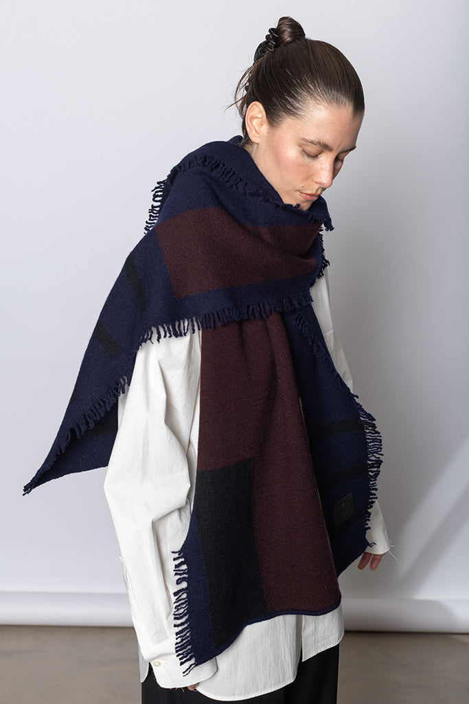 Block Knit Scarf - Navy
