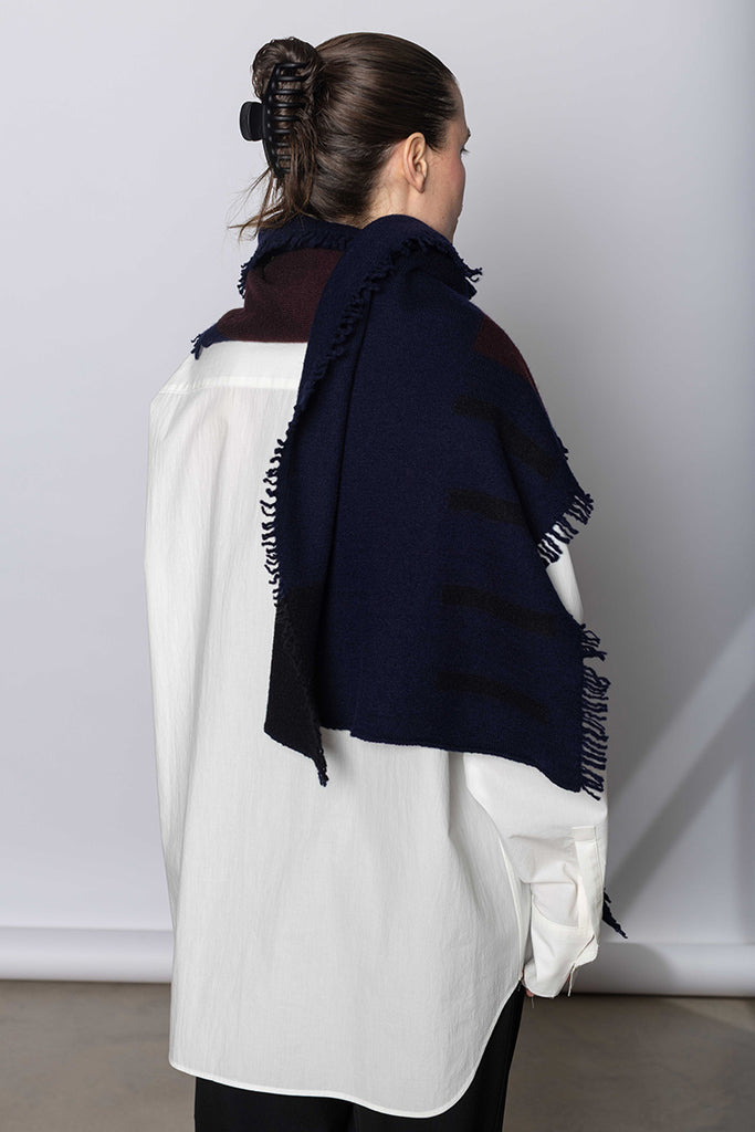Block Knit Scarf - Navy
