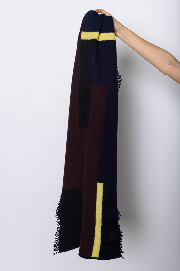 Block Knit Scarf - Navy