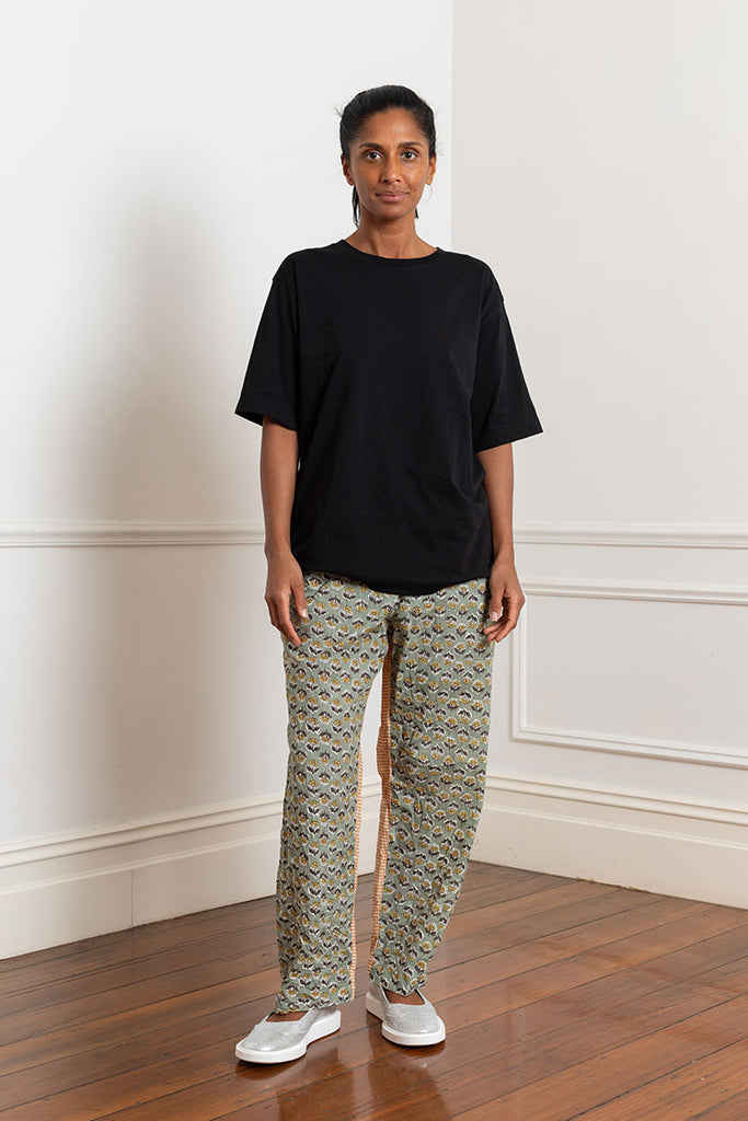 Block Printed Pants - Khaki/Yellow