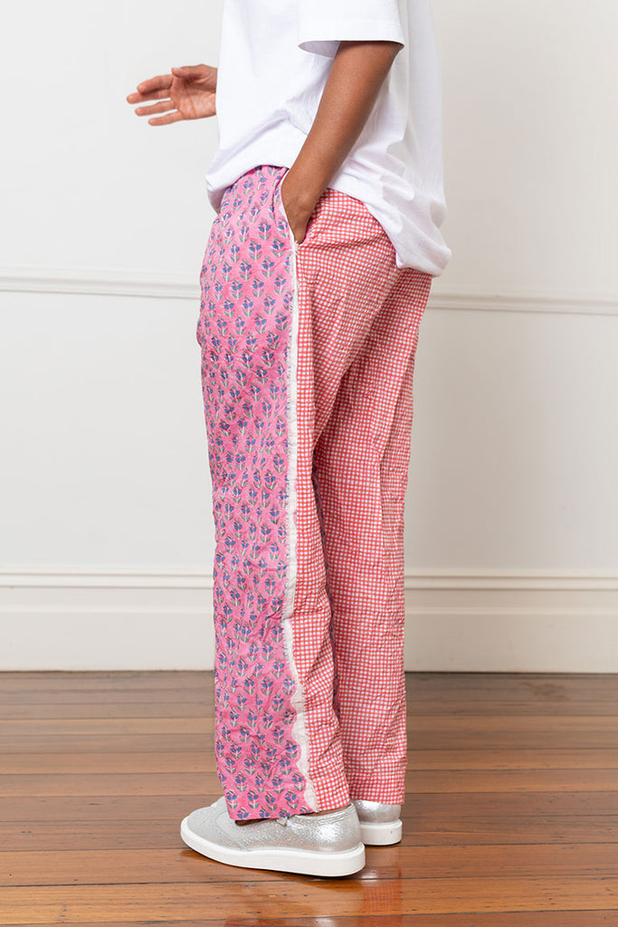 Block Printed Pants - Pink/Orange