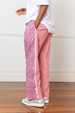 Block Printed Pants - Pink/Orange