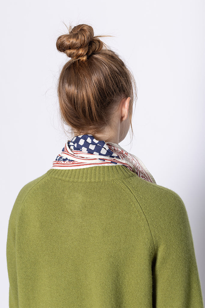 Block Print Cook Check Bandana - Provencal Blue