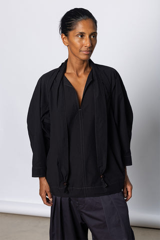 Blouse With Scarf - Black