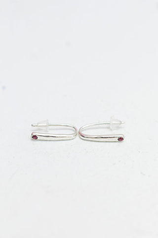 Bo Berit Earrings - Silver/Ruby