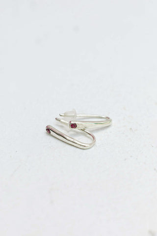 Bo Berit Earrings - Silver/Ruby
