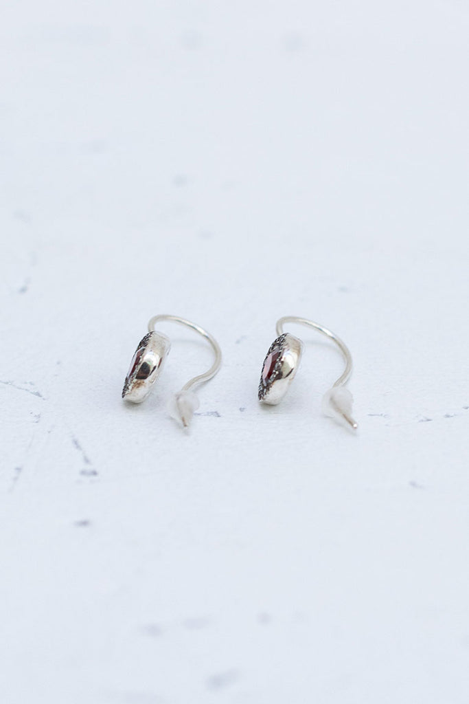 Bo Earrings - Icy Grey Diamonds/Garnet