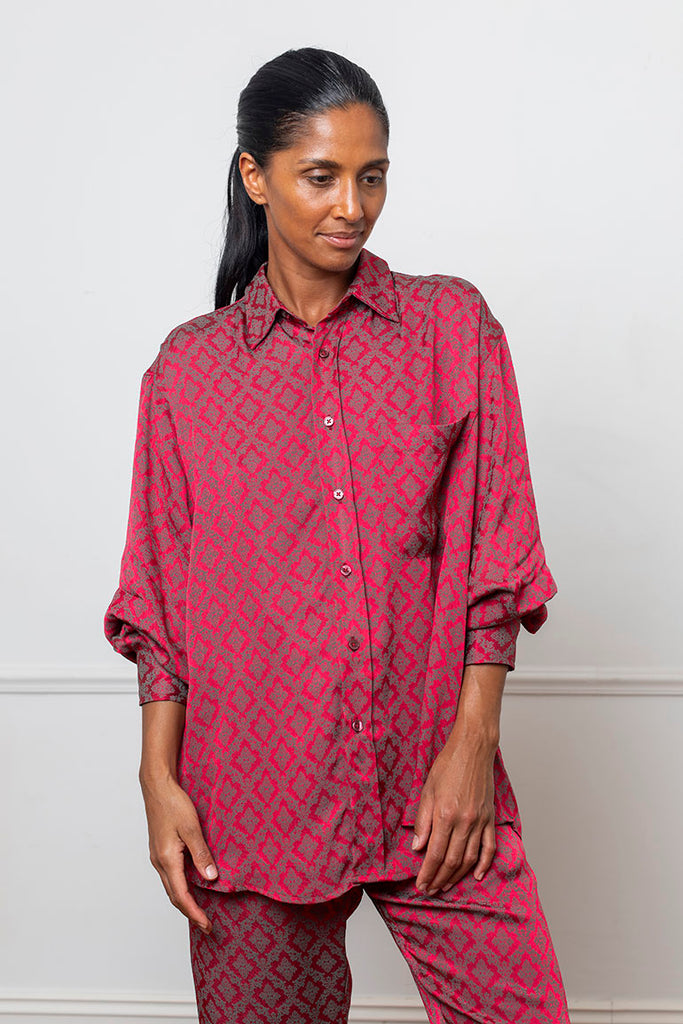 Bruns Long Sleeve Shirt - Scarlet