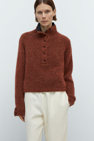 Baby Alpaca Polo Sweater  - Terracotta