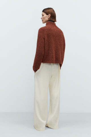 Baby Alpaca Polo Sweater  - Terracotta