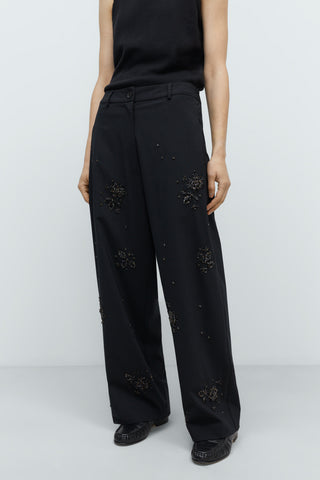 Embellished Tailoring Pants - Black
