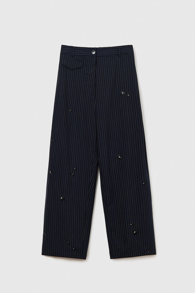 Tailoring Flower Pinstripe Pants - Midnight