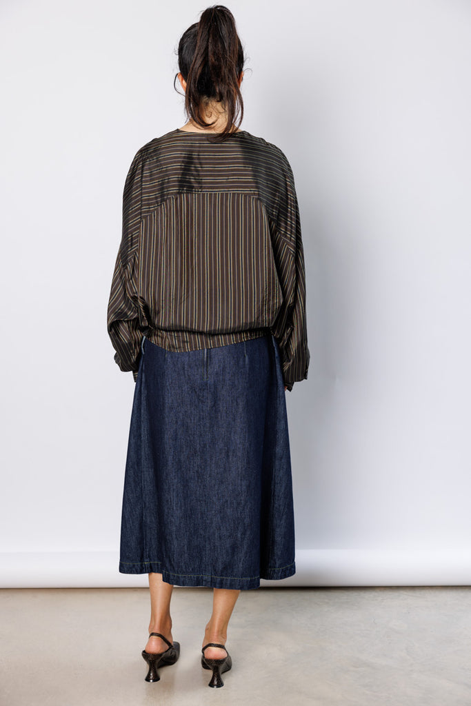 Camiel Draped Wrap Blouse - Brown
