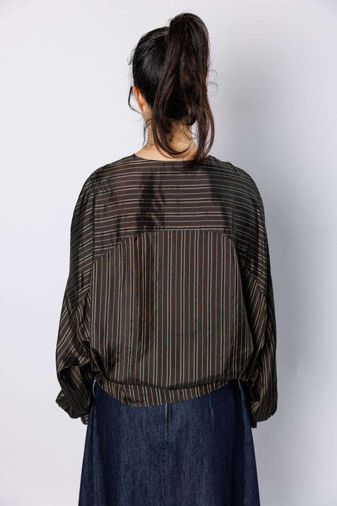 Camiel Draped Wrap Blouse - Brown