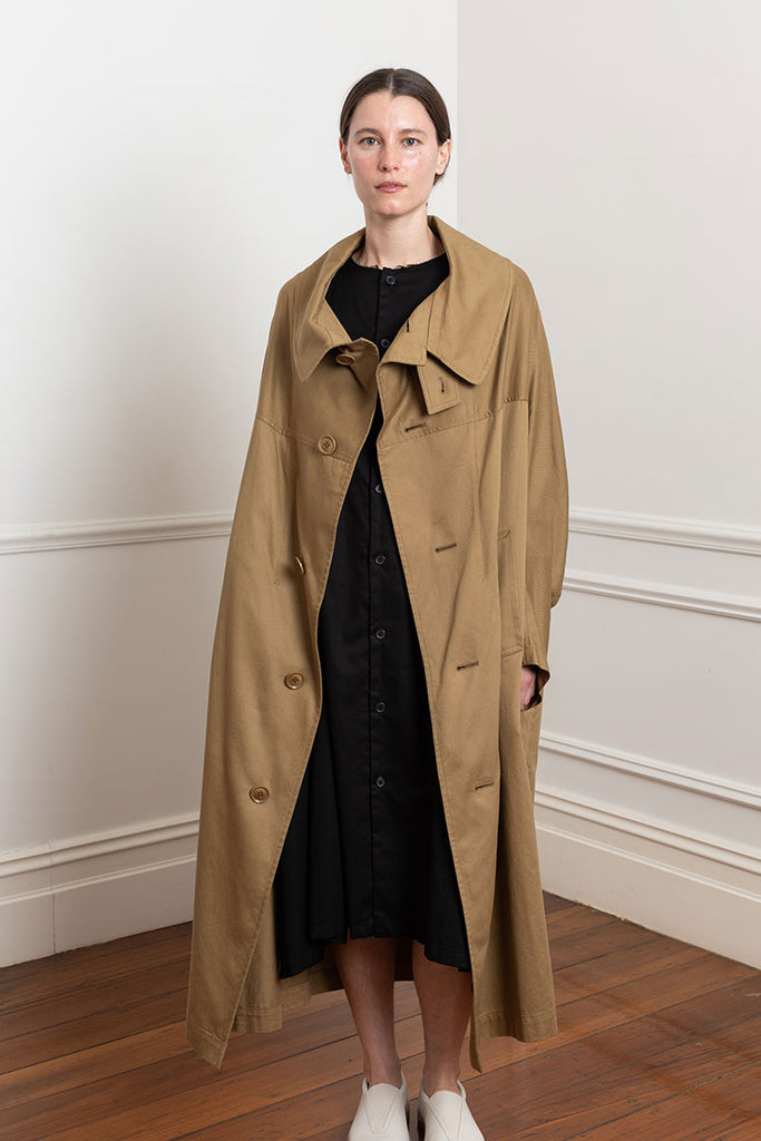 Cape Collar Cotton Coat - Beige