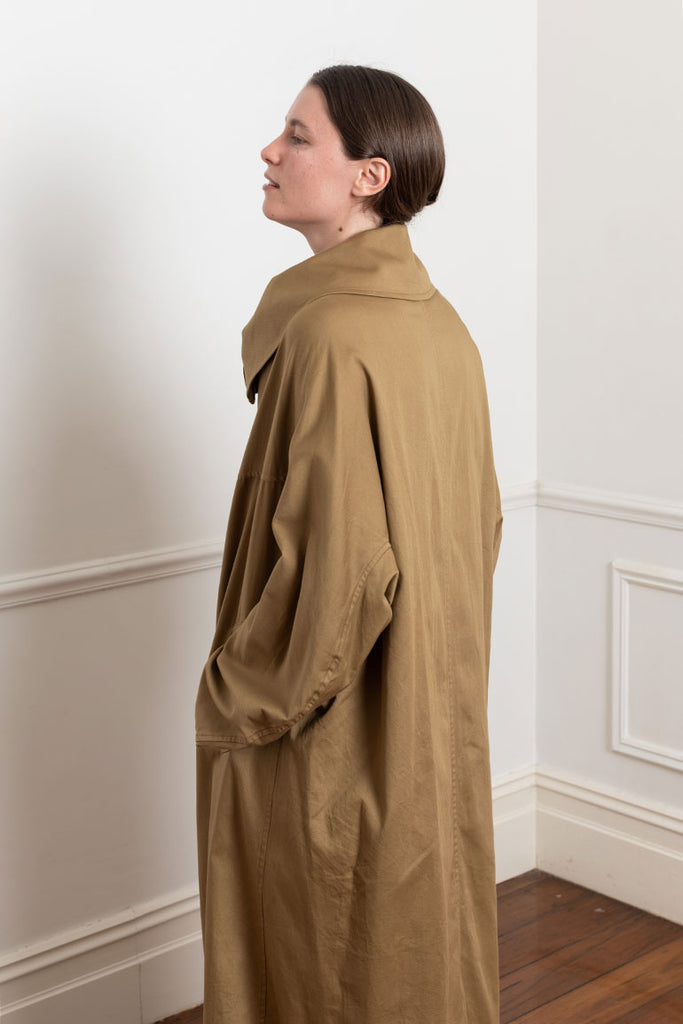 Cape Collar Cotton Coat - Beige