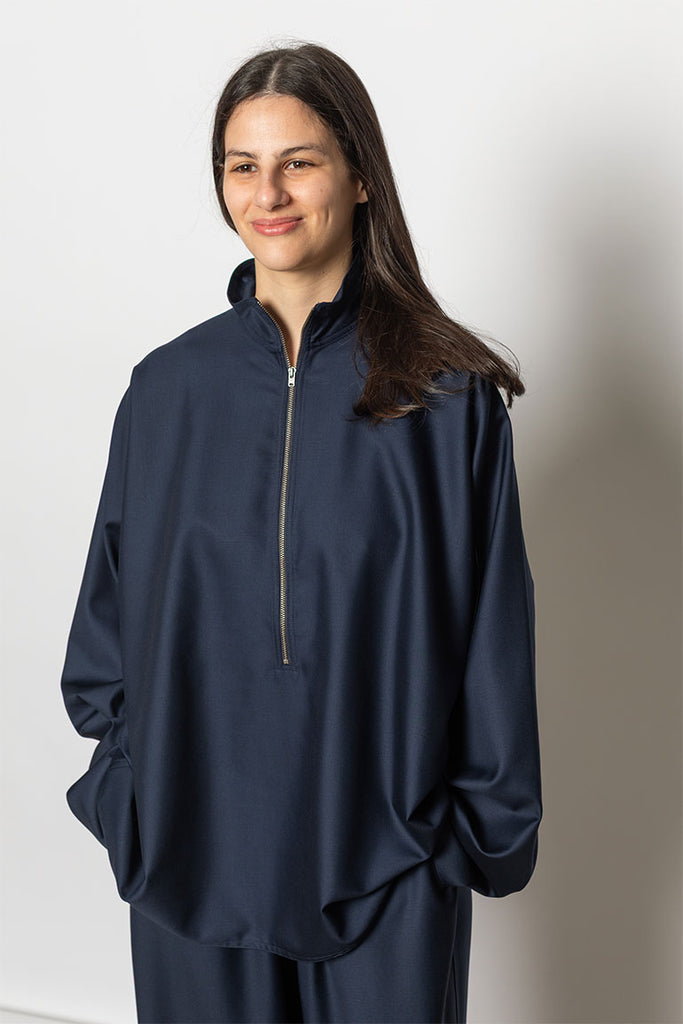 Carracci Tropical Wool Pullover - Admiral Blue