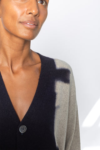 Cashmere Short Cardigan - Black/Light Grey