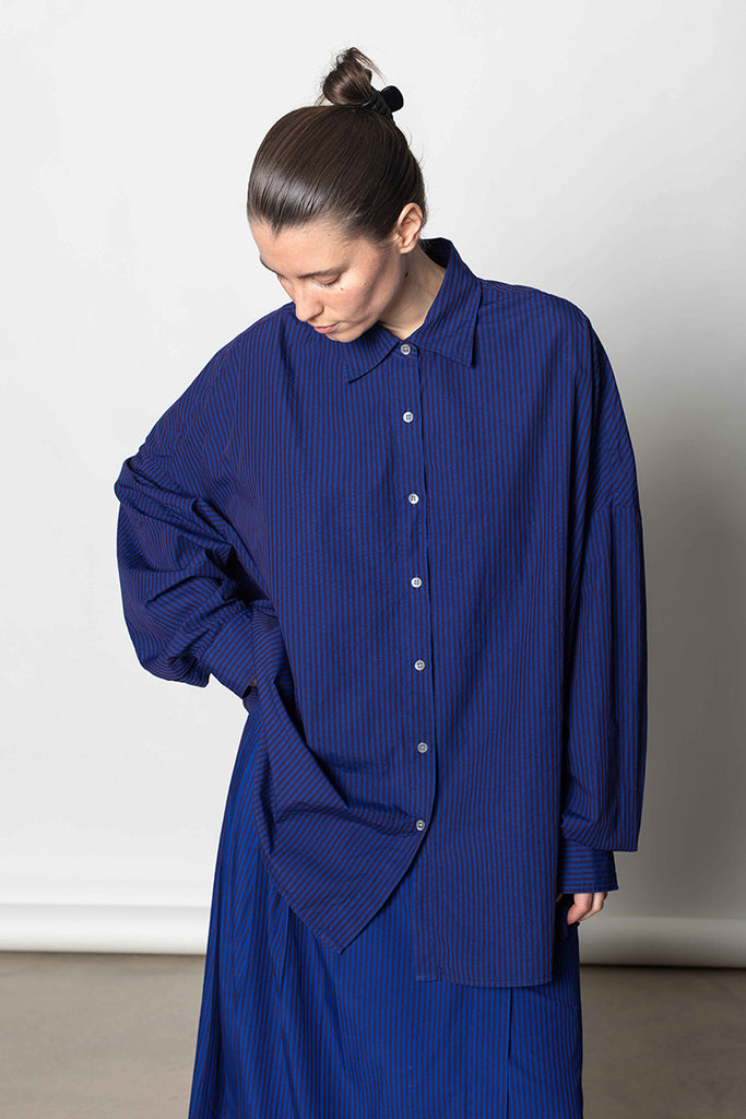 Casia Striped Cocoon Shirt - Electric