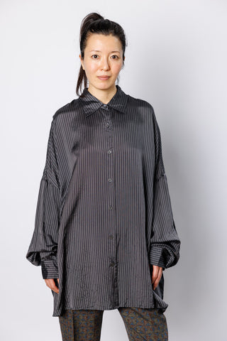 Casia Striped Cupro Shirt - Grey