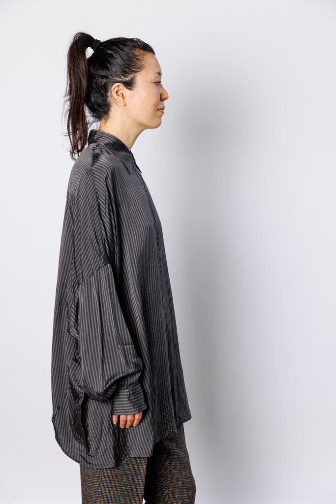 Casia Striped Cupro Shirt - Grey