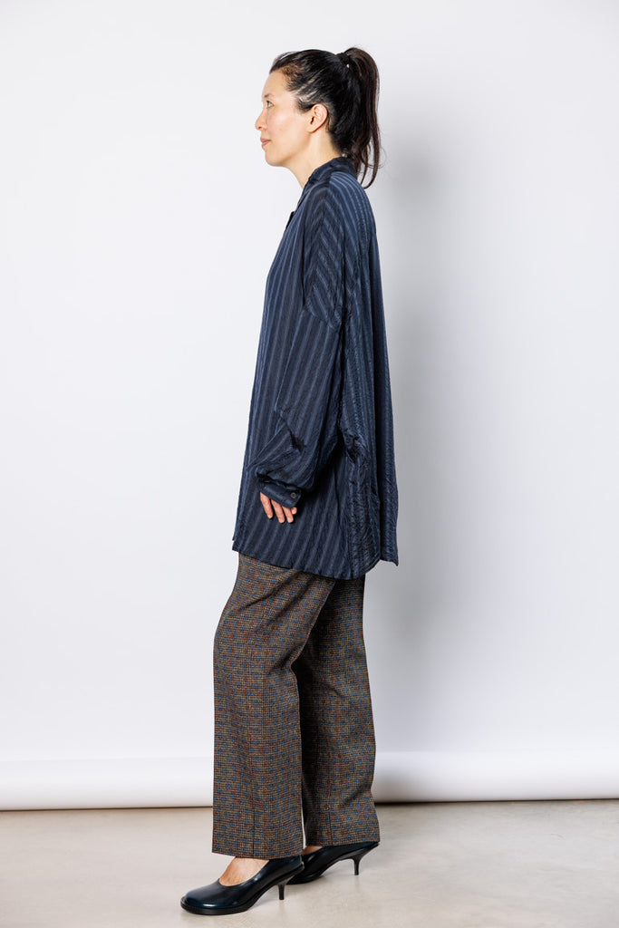 Casia Striped Cupro Shirt - Navy
