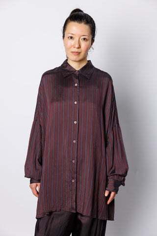 Casia Striped Cupro Shirt - Burgundy