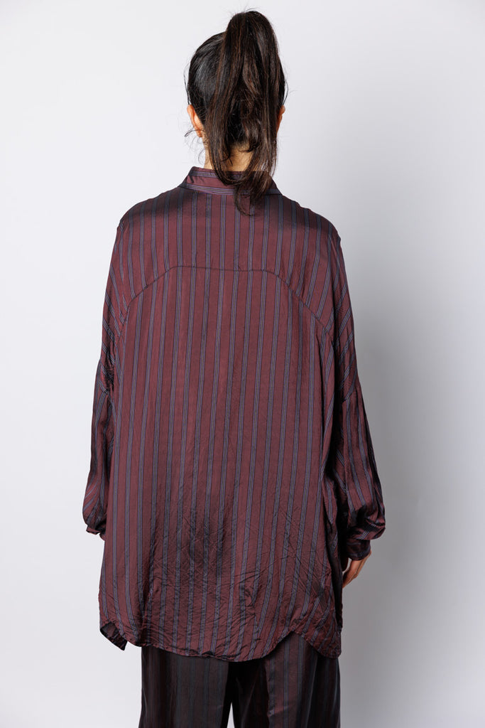 Casia Striped Cupro Shirt - Burgundy