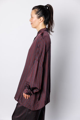 Casia Striped Cupro Shirt - Burgundy