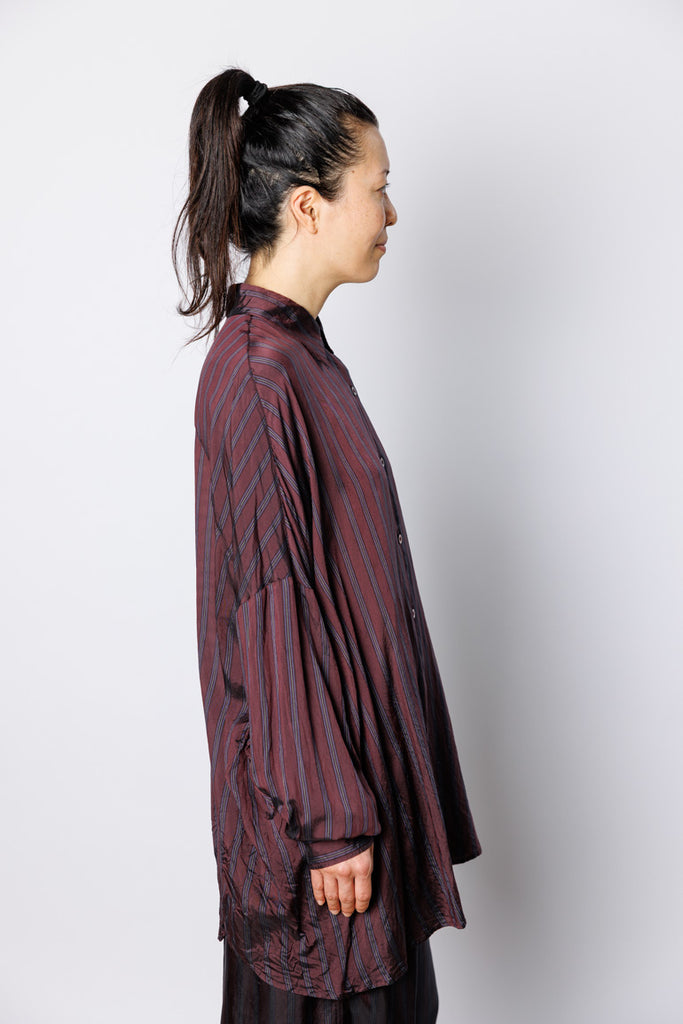 Casia Striped Cupro Shirt - Burgundy