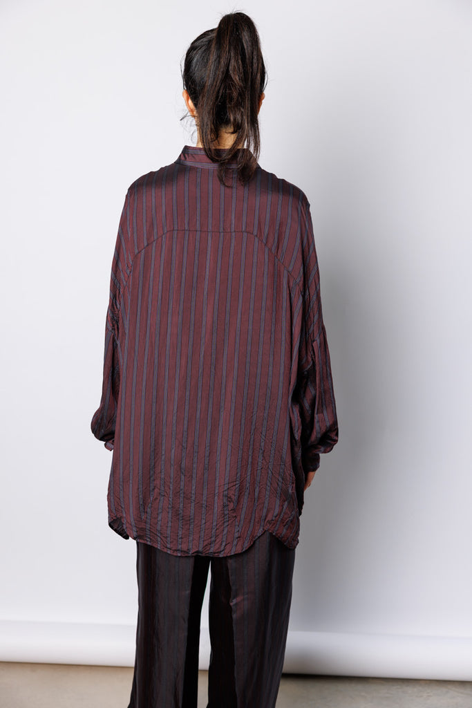 Casia Striped Cupro Shirt - Burgundy