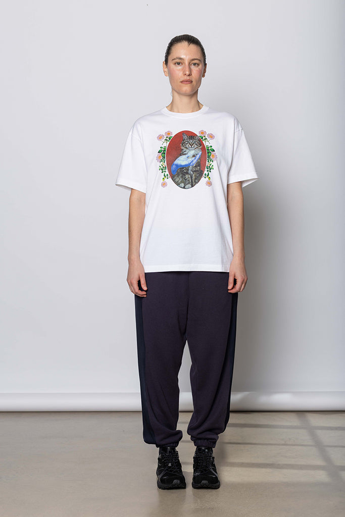 Cat Print T-Shirt - White