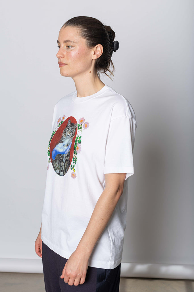 Cat Print T-Shirt - White