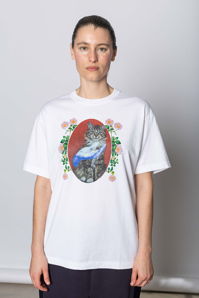 Cat Print T-Shirt - White