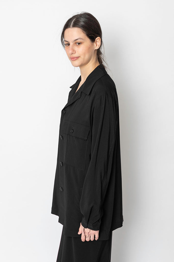 Chest Pocket Shirt Jacket - Black