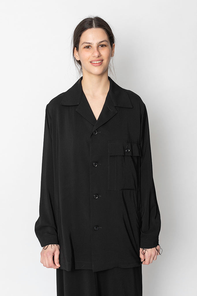 Chest Pocket Shirt Jacket - Black