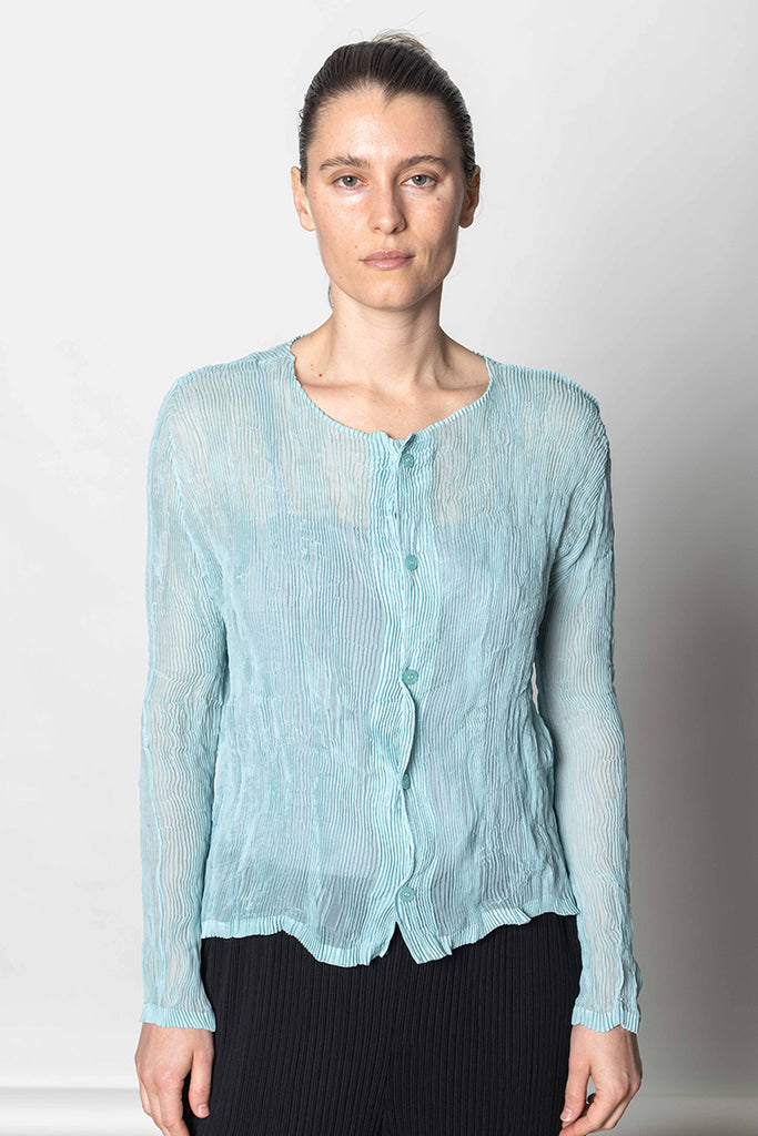 Chiffon Twist Cardigan - Light Blue