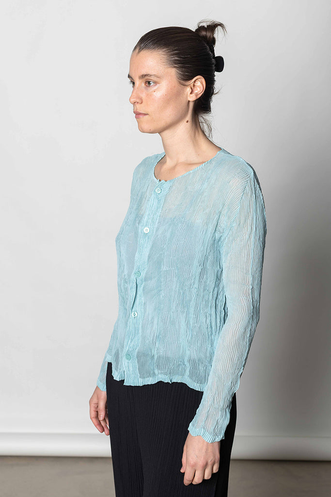 Chiffon Twist Cardigan - Light Blue