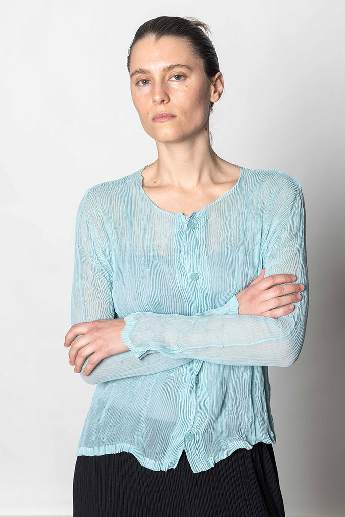 Chiffon Twist Cardigan - Light Blue