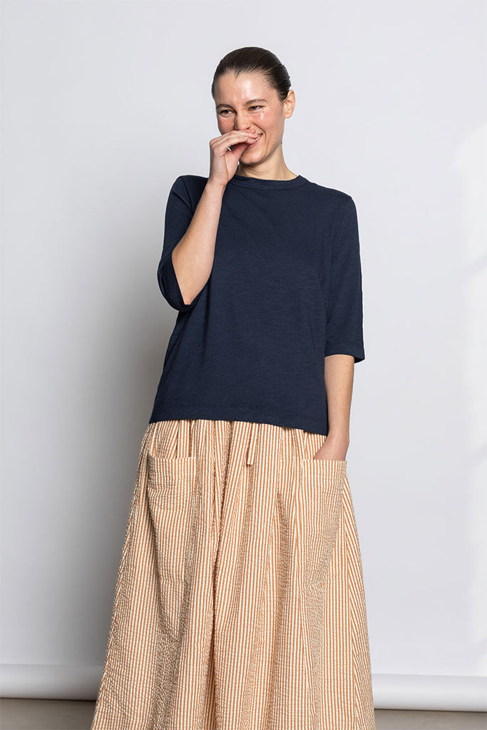 Cleo Garment Dyed Cotton T-Shirt - Indigo