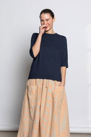 Cleo Garment Dyed Cotton T-Shirt - Indigo