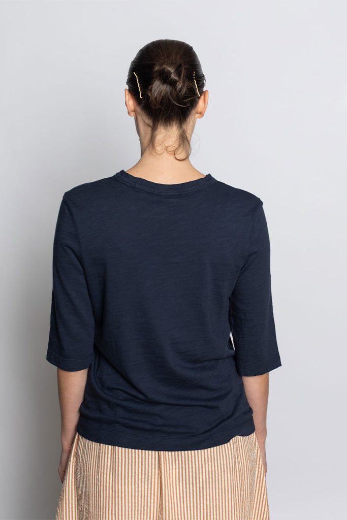 Cleo Garment Dyed Cotton T-Shirt - Indigo