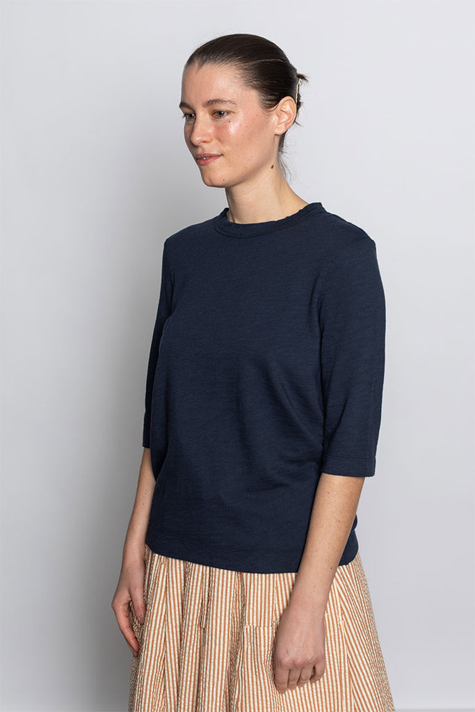 Cleo Garment Dyed Cotton T-Shirt - Indigo