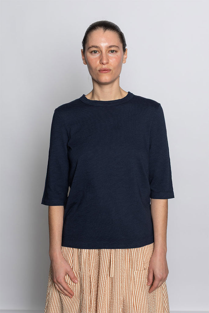Cleo Garment Dyed Cotton T-Shirt - Indigo