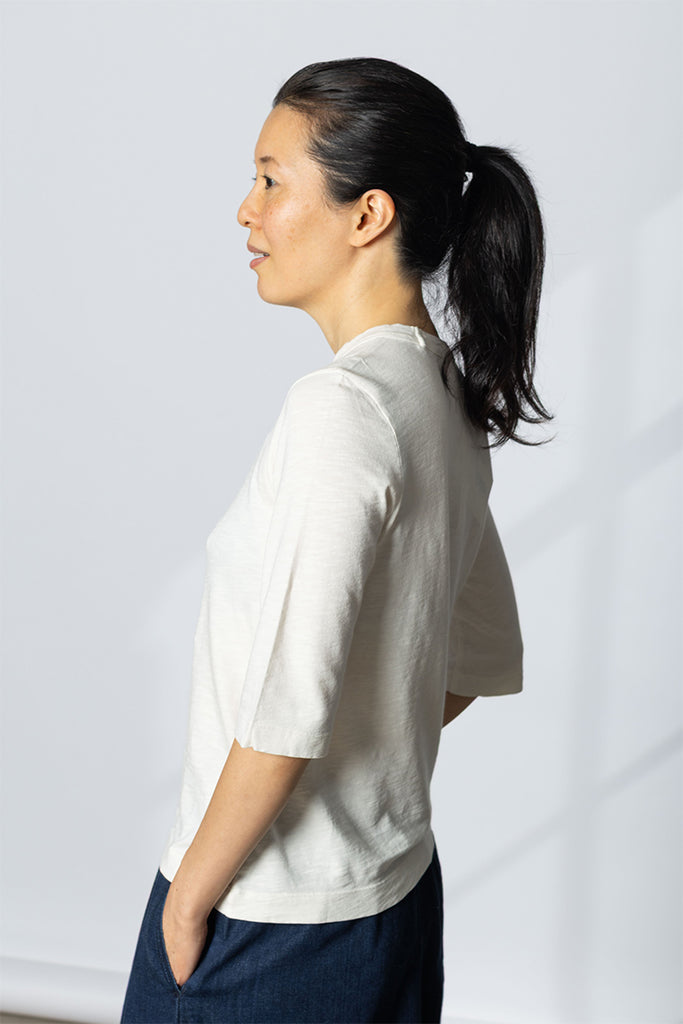 Cleo Garment Dyed Cotton Tee - Chalk