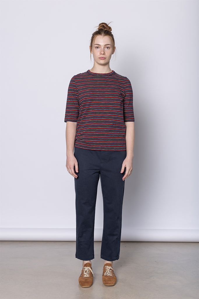 Cleo Cotton Stripe Tee - Provencal Blue/Multi