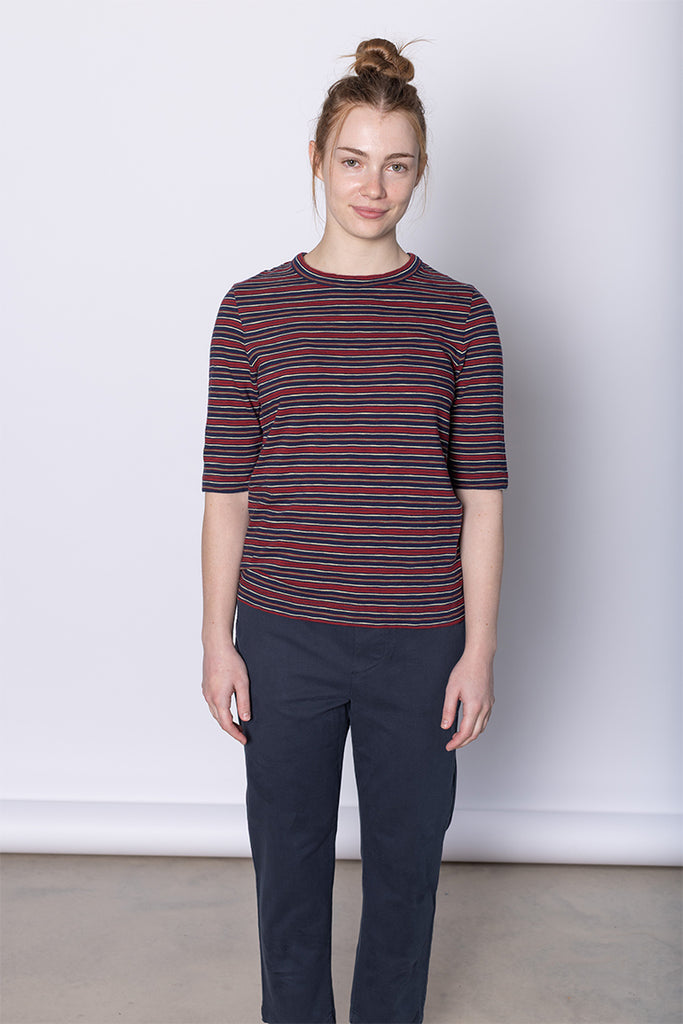 Cleo Cotton Stripe Tee - Provencal Blue/Multi