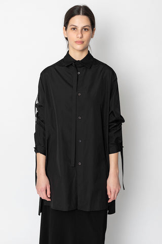 Collar Sleeve Tab Shirt - Black