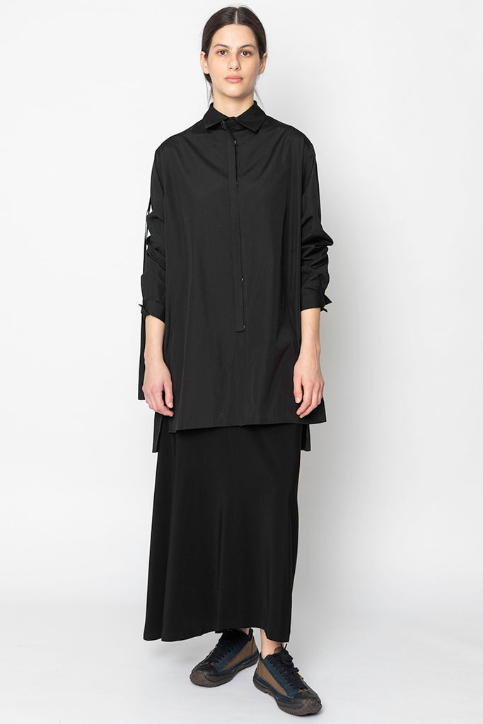 Collar Sleeve Tab Shirt - Black