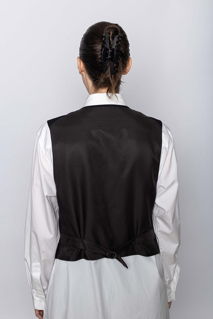 Collarless Vest - Black